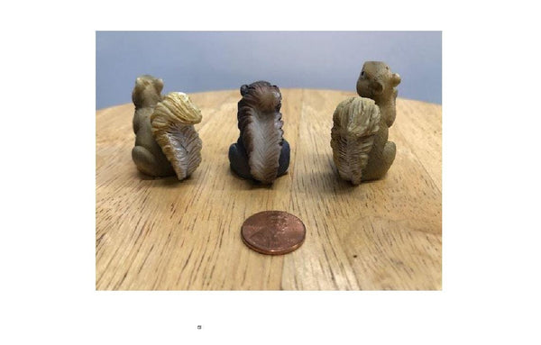 Set of 3 Miniature Squirrels, Fairy Garden Woodland Animal Trio, Squirrel Cake Toppers