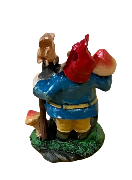 Miniature Gnome Standing with a Squirrel on a Stick, Fairy Garden Gnome, 3.5