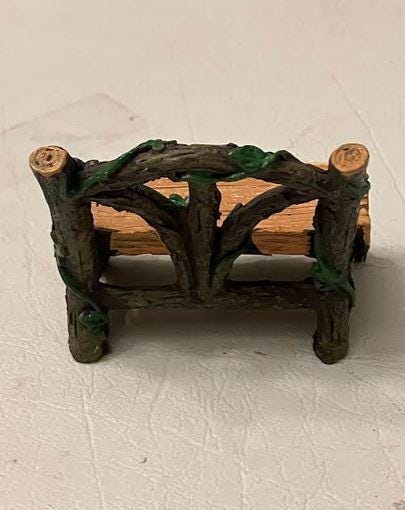 Miniature Faux Wood Bench with Vines, 2