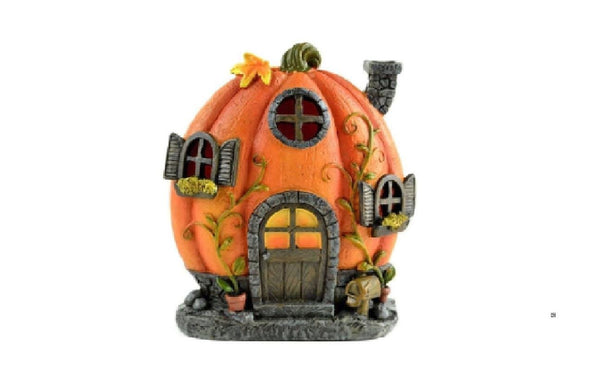 Miniature Fall Halloween Pumpkin House with LED Light