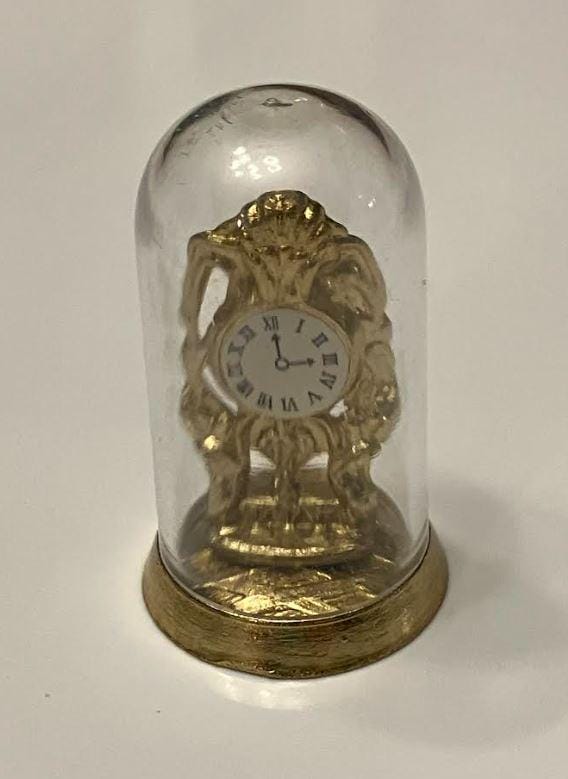 Dollhouse Miniature Fireplace Tools and Mantle Clock