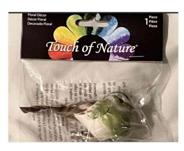 Miniature Artificial Green White & Brown Bird on a Clip