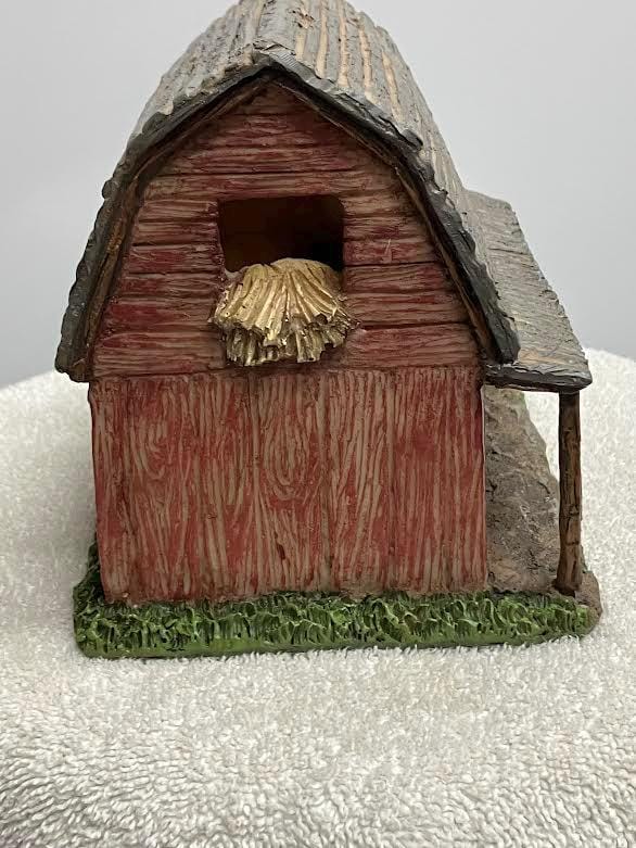 Red Barn with a Brown Roof Fairy Miniature Barn