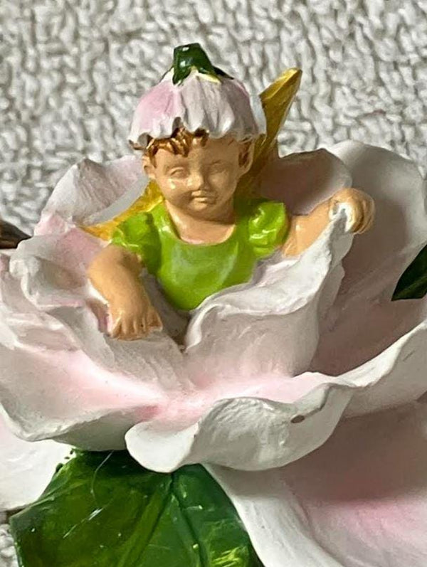 Miniature Baby Fairy in a Magnolia Flower, Fairy Garden, Baby Shower Cake Topper