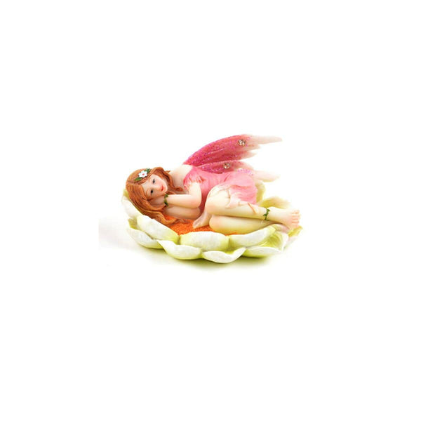 Fairy in Pink Resting on a Flower