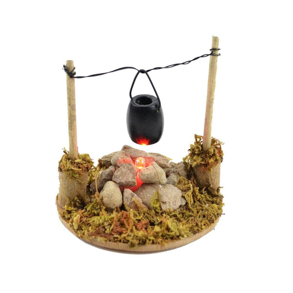 Fairy Garden Fire Pit with Cooking Pot, LED Glowing Camp Fire, Cooking Fire, LED Fire Pit