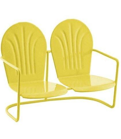 Miniature Red, Green or Yellow Double Glider Chair, Color Choice of Retro Outdoor Chair, 2.75