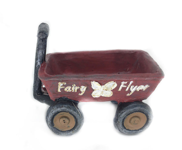 Miniature Red Wagon, 'Fairy Flyer' Wagon, Fairy Garden Resin Wagon