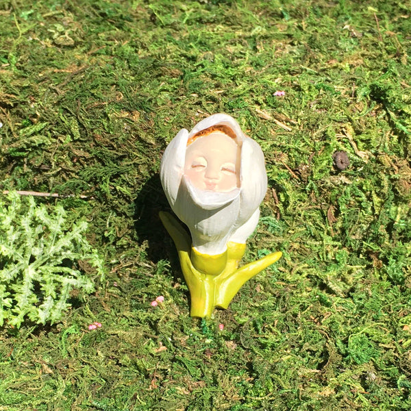 White Flower Bud Baby, Baby Shower Cake Topper