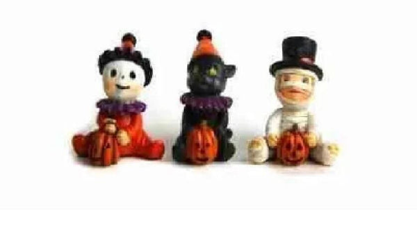 Miniature Halloween Trick Or Treaters, Set of 3 Fairy Garden Babies in Costume, Halloween Cake Toppers