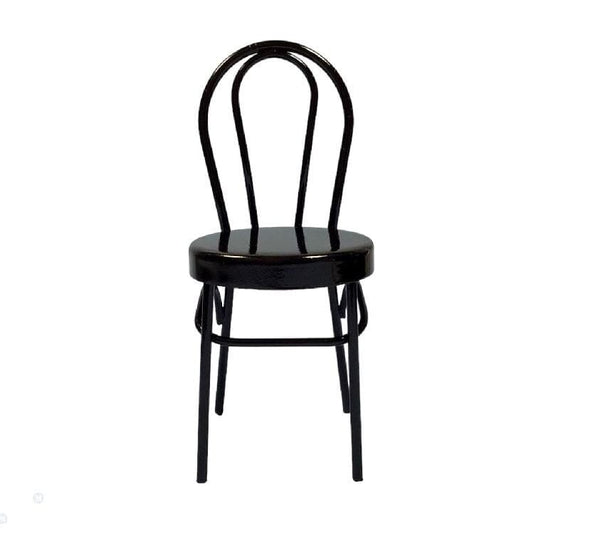Black Metal Dollhouse Chair, Dollhouse Kitchen Chair, Miniature Retro Diner Chair, Dollhouse Furniture