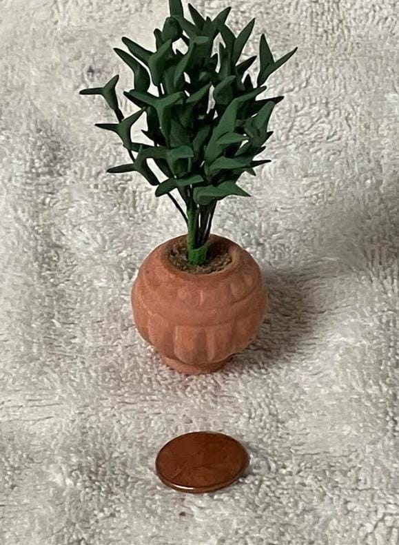 Miniature Dollhouse Ficus Plant in a Round Pot