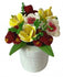Artificial Miniature Flowers in a White Pot