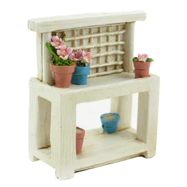 White Garden Table Stand,  Miniature Flower Stand, Spring Planting Table, Plant Stand, Fairy Garden Accessory, Fairy Flower Table