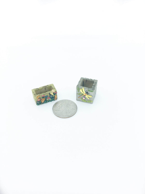 Miniature  Resin Planter Box Pair