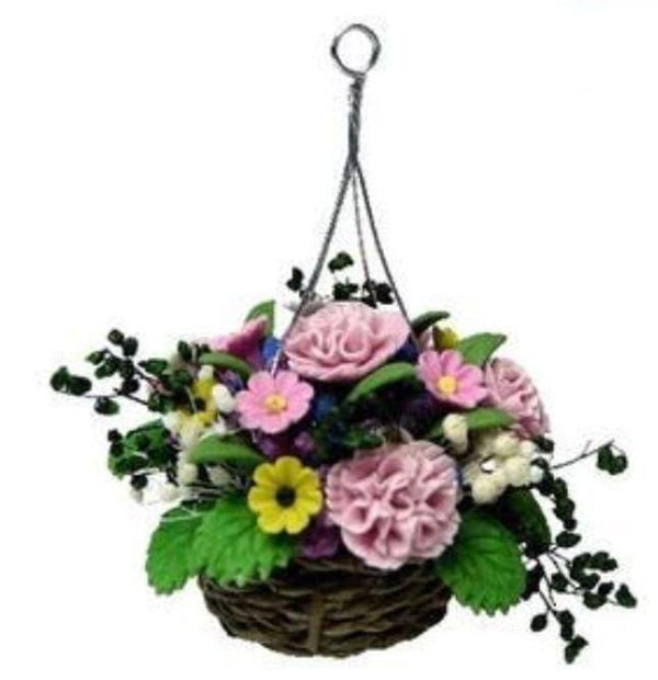 Artificial Miniature Carnation Hanging Basket