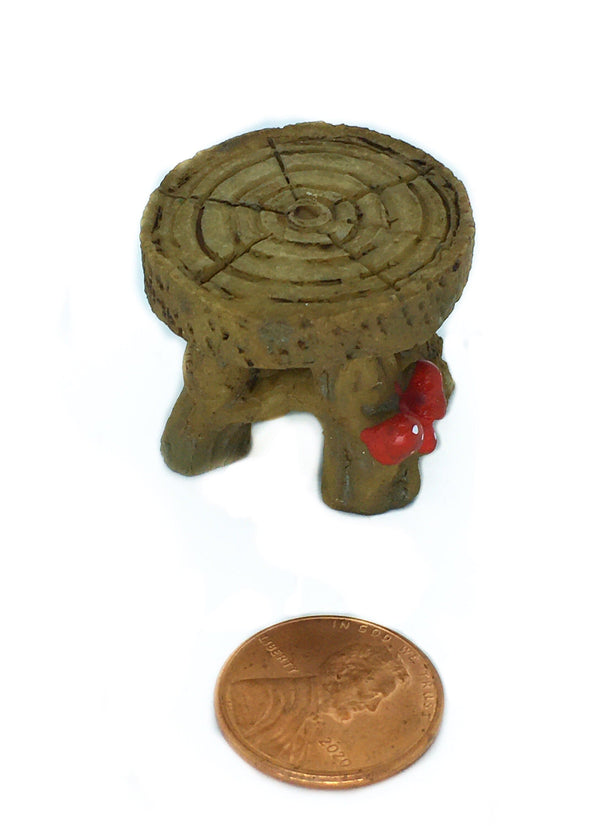 Wood Chair or Stool with Red Mushrooms, Miniature Wood Furniture Choice,  Fairy Garden Accessory