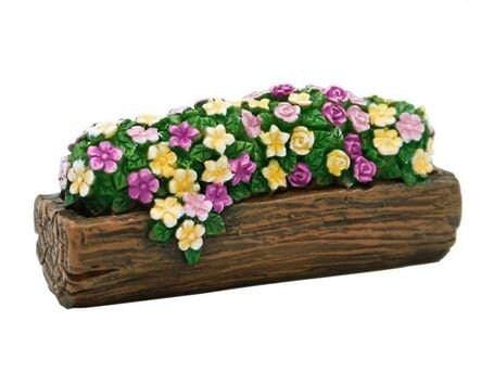 Spring Planter with Resin Yellow and Pink Flowers, Dollhouse Flowers, Miniature Fairy Garden Resin Flowers