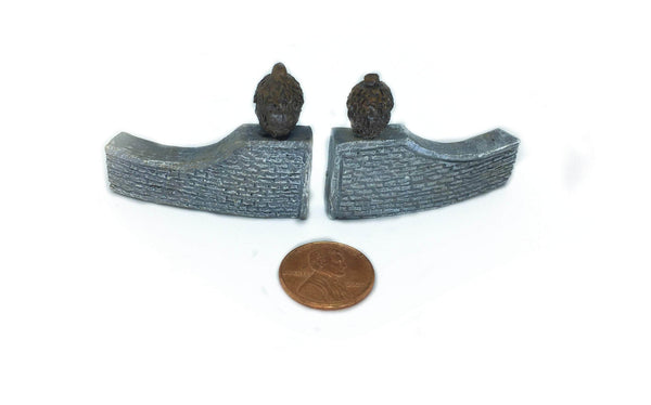 Micro Mini Acorn Topped Gate, Gray Stone Wall  Garden Entry, Terrarium Gate