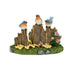 Miniature Birds on Fence, Bluebirds on Wood Posts, Spring Fairy Garden Accessory
