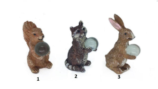 Miniature Animal Holding Gazing Ball, Choice of Fairy Garden Animals,  1.5