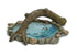 Miniature Pond with Log Bridge, Pond with Blue 'Water' Surrounded by Stones
