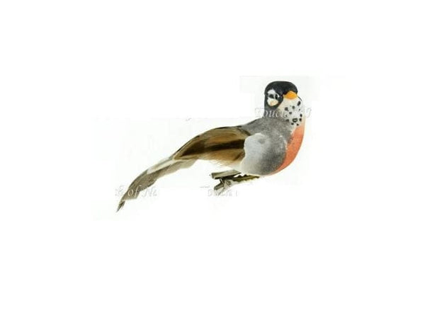 Orange and Gray Bird with Nest and Eggs, Two-Toned Nest with Clip on Bird, Spring Nest