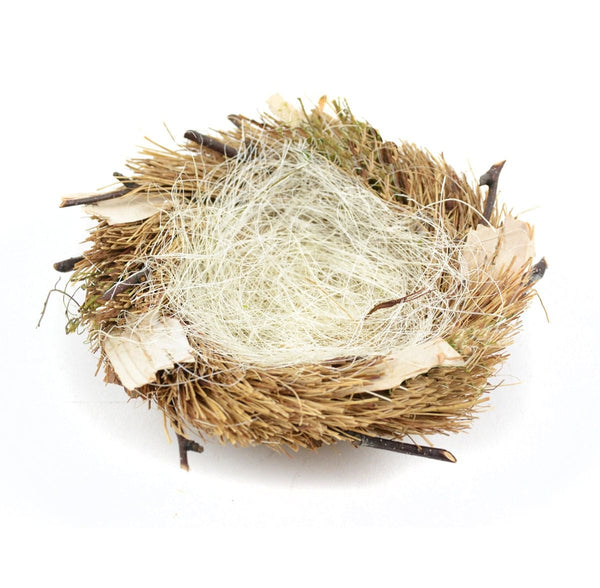 Orange and Gray Bird with Nest and Eggs, Two-Toned Nest with Clip on Bird, Spring Nest