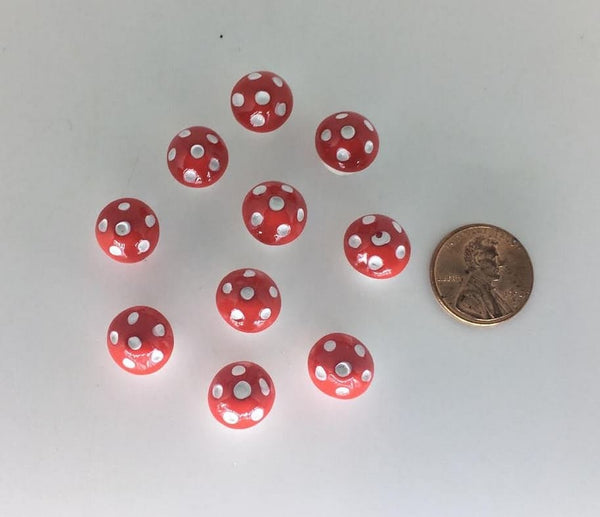 Red  and White Spotted Mushrooms,  Miniature Mushrooms for Terrarium, Crafts, Fairy Garden