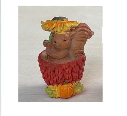 Fall Squirrel in a Berry, Miniature Squirrel in a Red Strawberry, Squirrel Cake Topper
