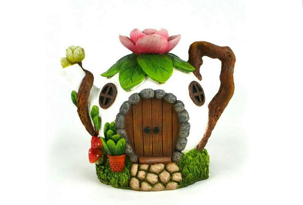 White Teapot House, Miniature Fairy Garden House,  Birthday or Holiday Gift Idea
