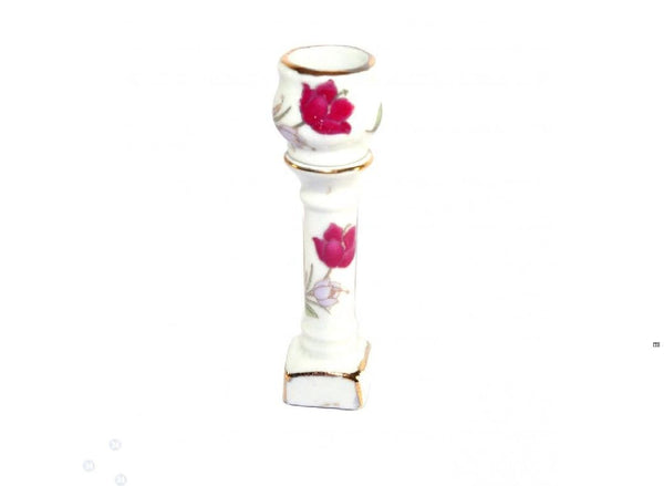 Miniature Jardinière, White Dollhouse Pedestal for Plants, 2 Piece Plant Stand