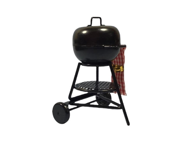 Miniature Kettle Barbeque Grill,  Dollhouse Outdoor Cooker, Miniature Camp Stove