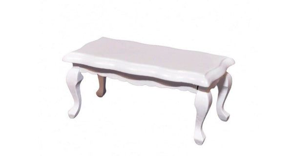 Dollhouse White Queen Ann Coffee Table, Miniature White Accent Table