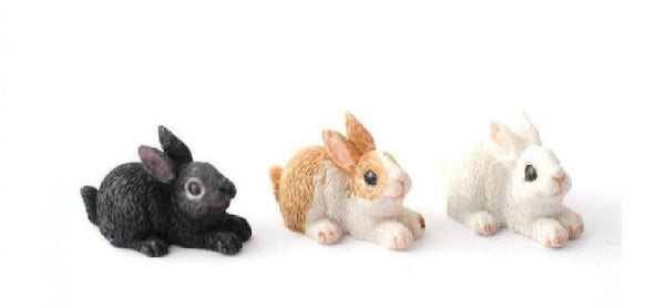 Miniature Rabbit Set, Bunny Trio, Fairy Garden Bunnies, Rabbit Cake Topper